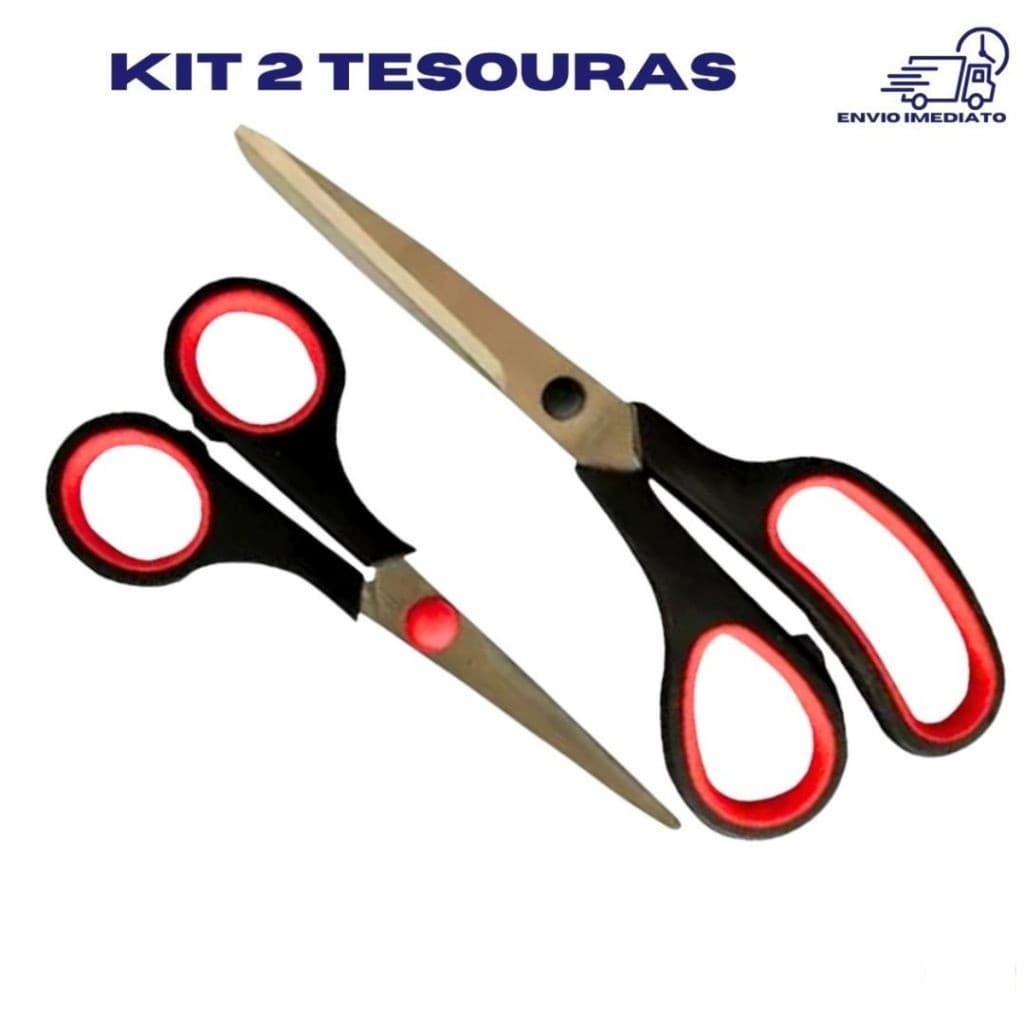 Kit Com 2 Tesouras Em Aço Inox Corte  Multiuso Uso Doméstico Costura Artesanato Escolar Cozinha