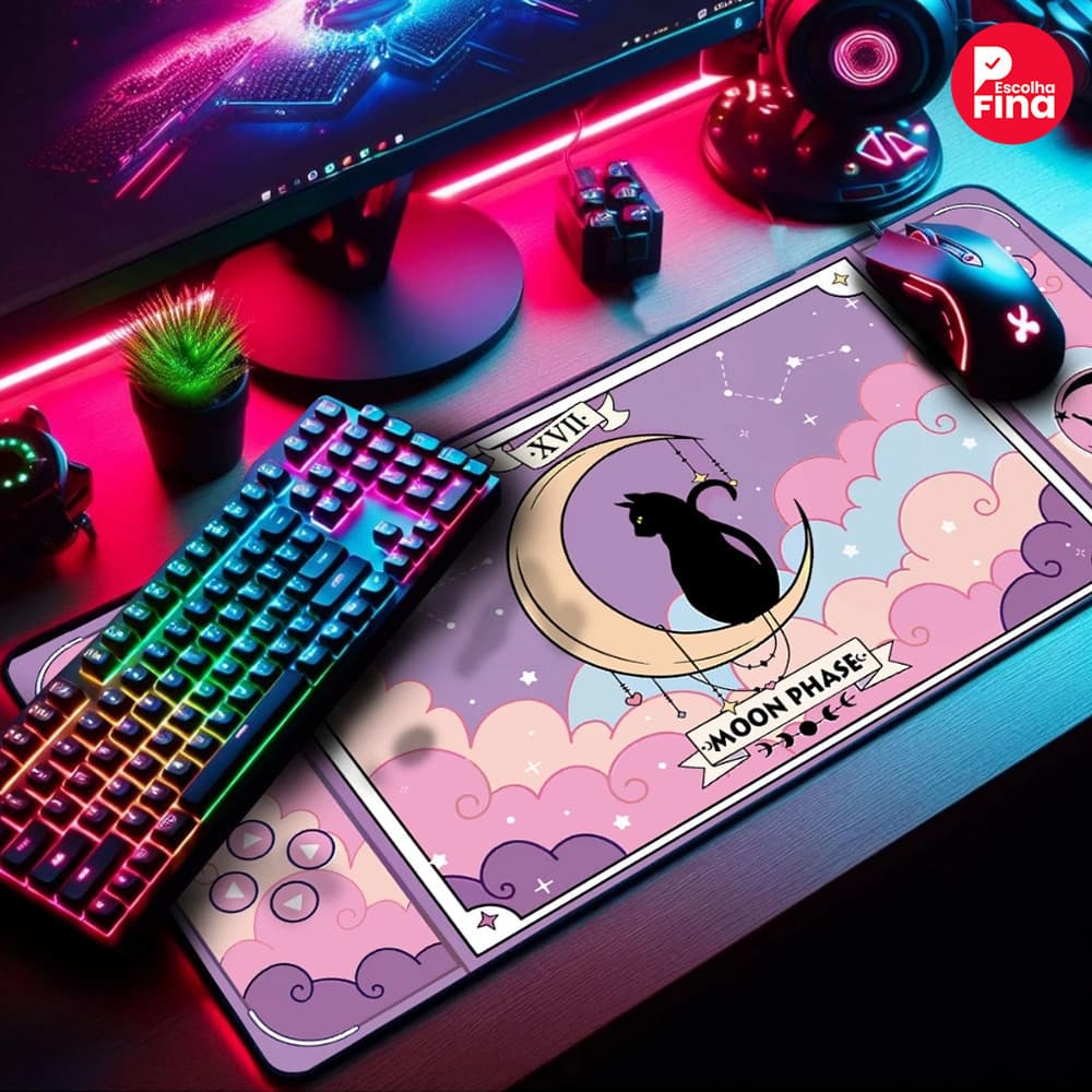 Mousepad Costurado Antiderrapante Estilo Trendy 65x32cm 70x35cm 90x40cm Uso Diário