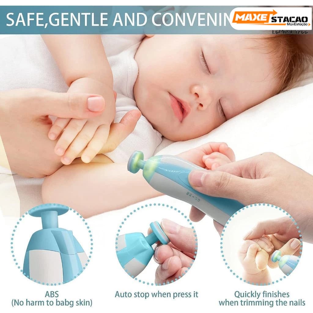Lima de unhas elétrica infantil, polidor de unhas para bebês