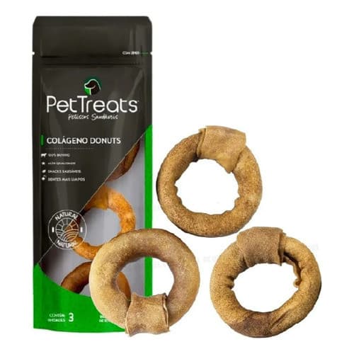 Mordedor Natural Donuts Colágeno Pettreats 3 Unid P/ Cães