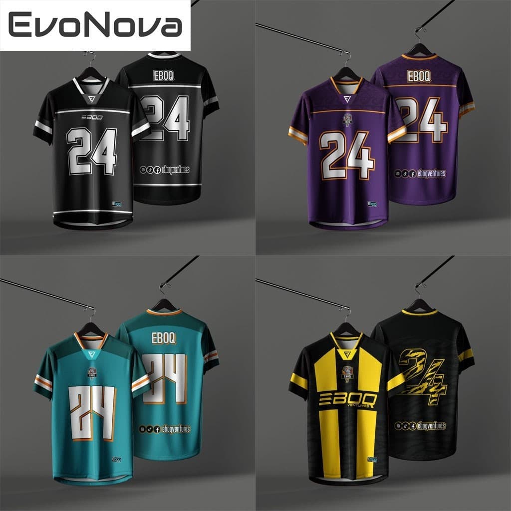 Camiseta Evonova NFL Eboq Camisa Exclusiva/AD De Sublimação À Prova De Nome E Número Personalizados Gratuitos