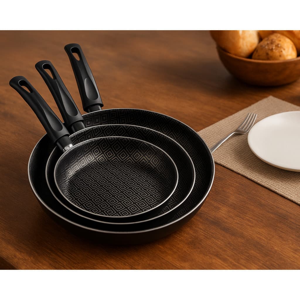 Conjunto De Frigideira Elegance Teflon 3 Peças Antiaderente Globalflon com Frita Ovo Francesa