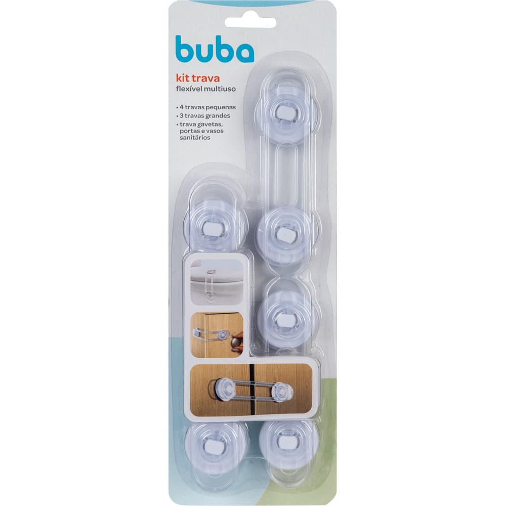 Kit 7 Trava De Segurança Flexível Multiuso Travas De Proteção Bebe Para Armário Gaveta Porta Buba