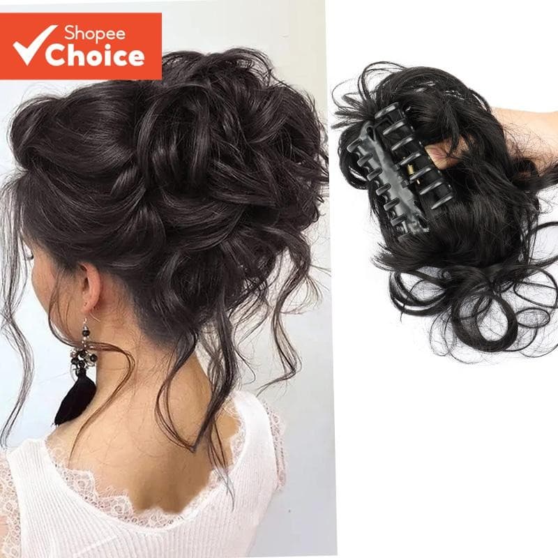 Cabelo De Coque Encaracolado Bagunçado Sintético Com Clipe De Garra Fofo Chignon Peruca De Para Mulheres