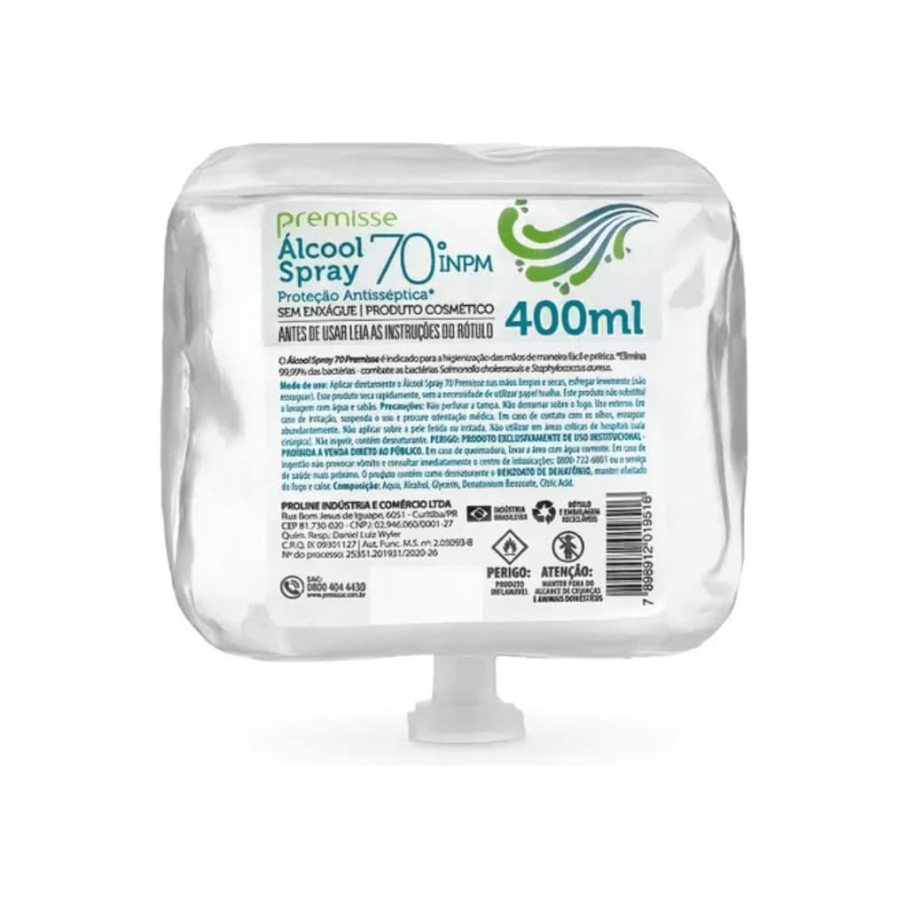 REFIL SPRAY ANTI-SEPTICO CLEAN  - 400 ML PREMISSE