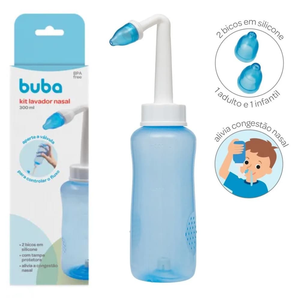 Higienizador Ducha Nasal Silicone Lavador Lavagem 300ml Buba