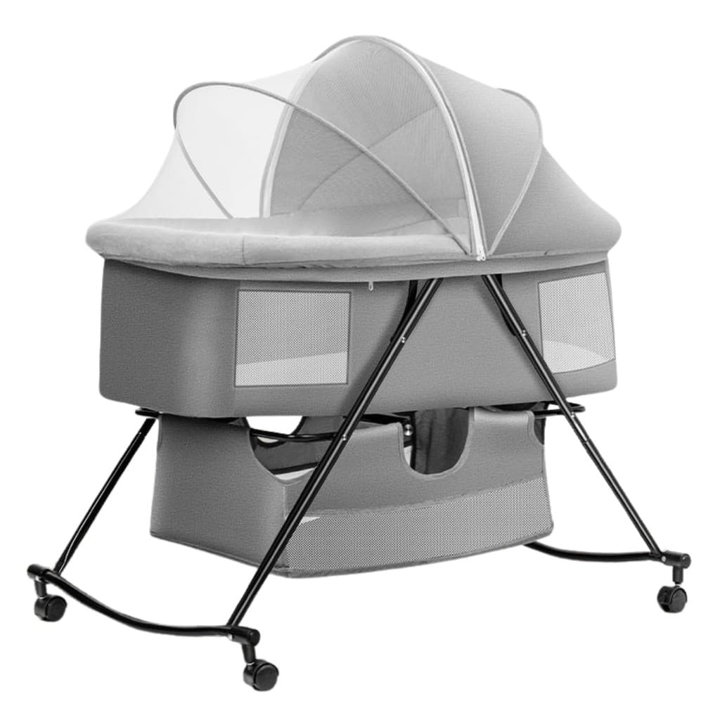 PIPDIP Berço Portátil Para Bebês Co-bed Infantil Até 5 Meses de Idade De 0 a15kg Ergonômico Trava nas Rodinhas Cinza