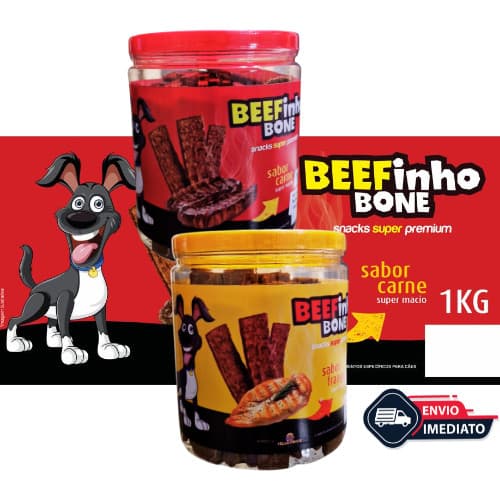 Bifinho 1, 2 ou 3 BEEFinho Bone 1 KG Petiscos Cães Cachorro Pet Premium