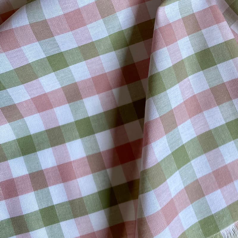 Tecido Tricoline Xadrez Fio Tinto Olivia ROSA/VERDE 100% Algodão 1,50 de largura