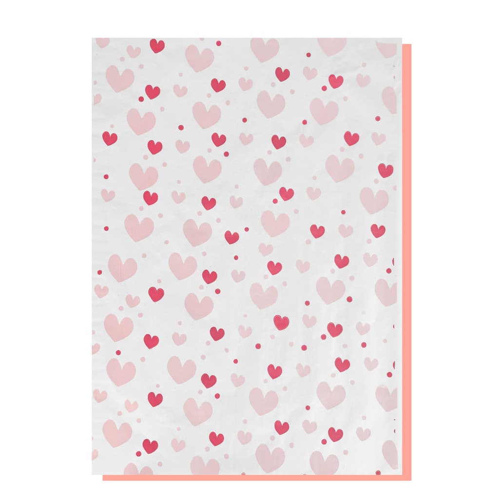 Papel De Seda Premium Estampa Corações Rosa Bebê e Vermelho 25x35cm Embalagem Presente Doces e Bijuterias