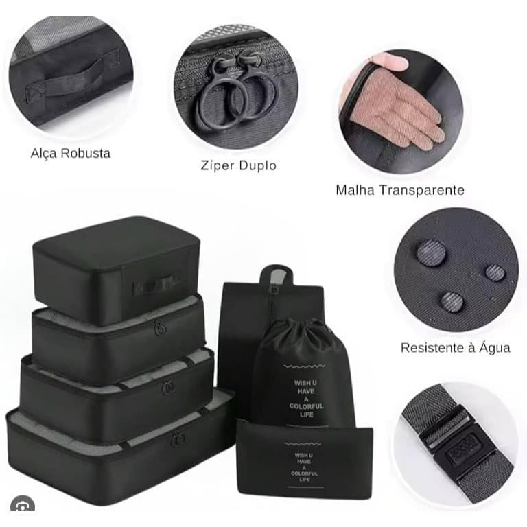 INLIS ANA Kit 7 Pecas Bolsa Organizadoras Para Mala Roupas Bagagem Viagem