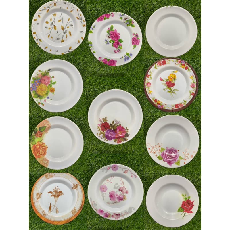 jogo com 6/12/24 peças pratos plástico melamina de sobremesa 17,5cm resistemente Não-Descartával Ref:(0704)