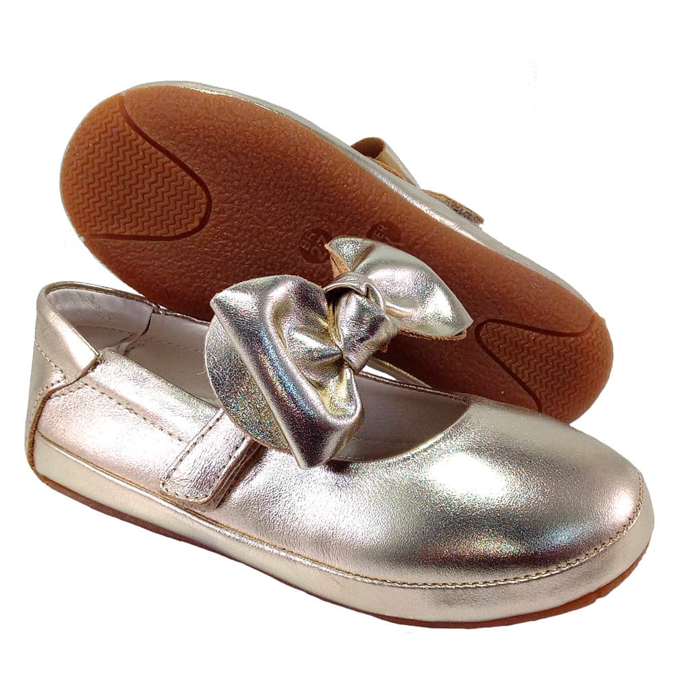 Sapatilha Infantil Menina Clássica Enfeite Laço Removível Tira Ajuste Fácil Leve Macia Confortável