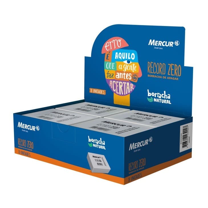 Borracha Branca Grande Record Zero Mercur Caixa 8 Unidades
