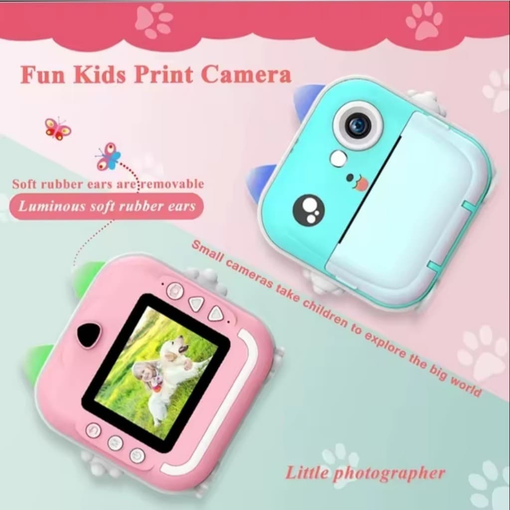 Câmera Impressão Instantânea Crianças Vídeo Fotografia Digital Toy Mini Impressora Térmica Boy Girls LION SHOP