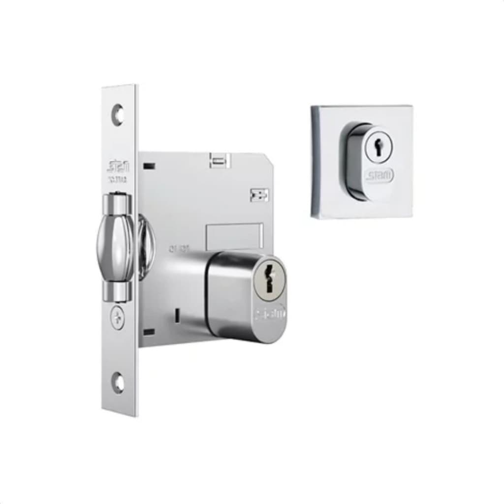 Fechadura Rolete Stam Para Porta Pivotante Acabamento Inox