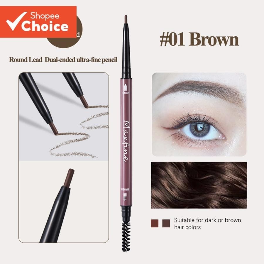 Caneta Delineadora E Sobrancelha À Prova D'água Maxfine 2 Em 1 , Cabeça Dupla , Automática De Longa Duração Com Escolha 