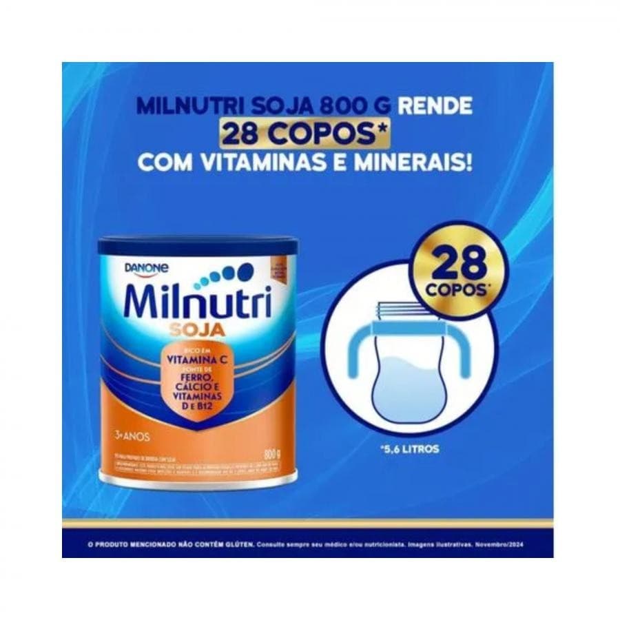 Milnutri Premium Soja Danone 1 a 5 anos 800g – Nutrição Completa para Crianças com Intolerância à Lactose