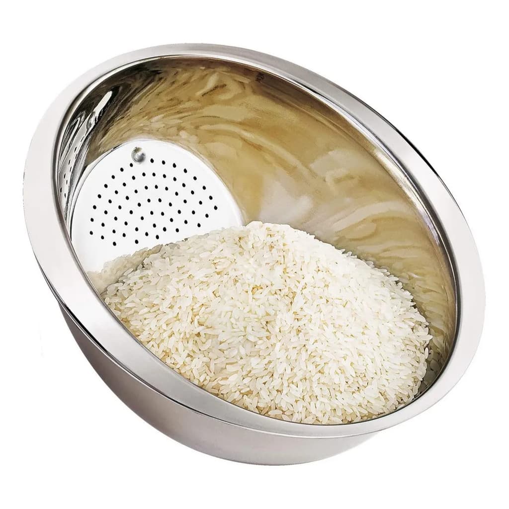 Escorredor de Arroz Inox Lava Alimentos Fruta Legumes Verduras e Saladas Cozinha Multiuso