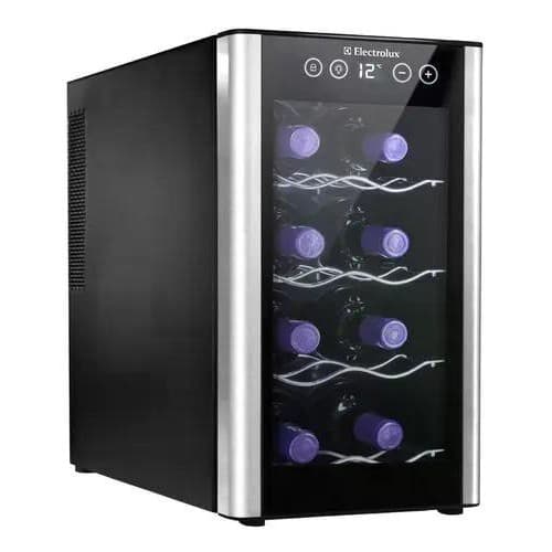 Adega de Vinho Climatizada Electrolux 8 garrafas Uma Porta Acabamento em Alumínio (ACB08)