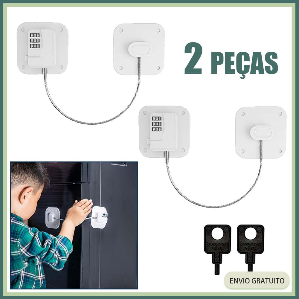 2x Fecho de segurança para frigorífico Fecho de segurança para armários, fecho com combinação e chave