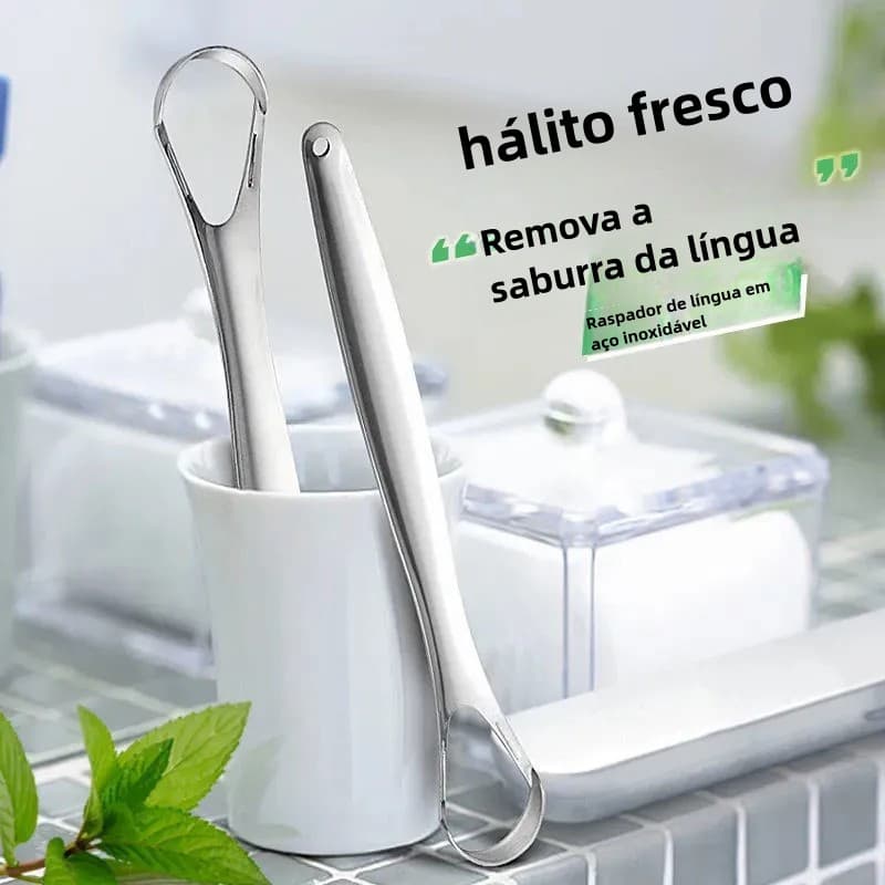 2pçs Raspador De Língua De Aço Inoxidável / Raspador Para Cuidados Oral / Higiene