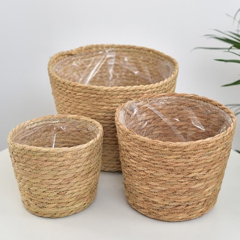 Imitação de vime cesta de flores vaso de flores vaso de flores decoração criativa para casa(Enviar imediatamente)