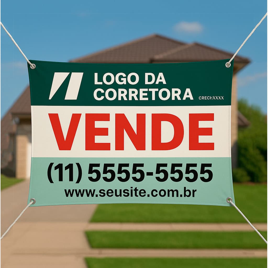 Faixa de lona para Imóveis ALUGA / VENDE-SE com Ilhós 40X60CM
