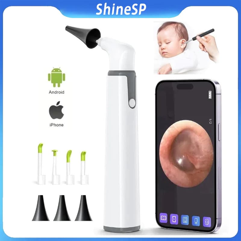 Otoscópio Sem Fio Câmera Auricular Com Visão Dupla , 3.9mm 720PHD WiFi 6 Luzes LED Para Crianças E Adultos