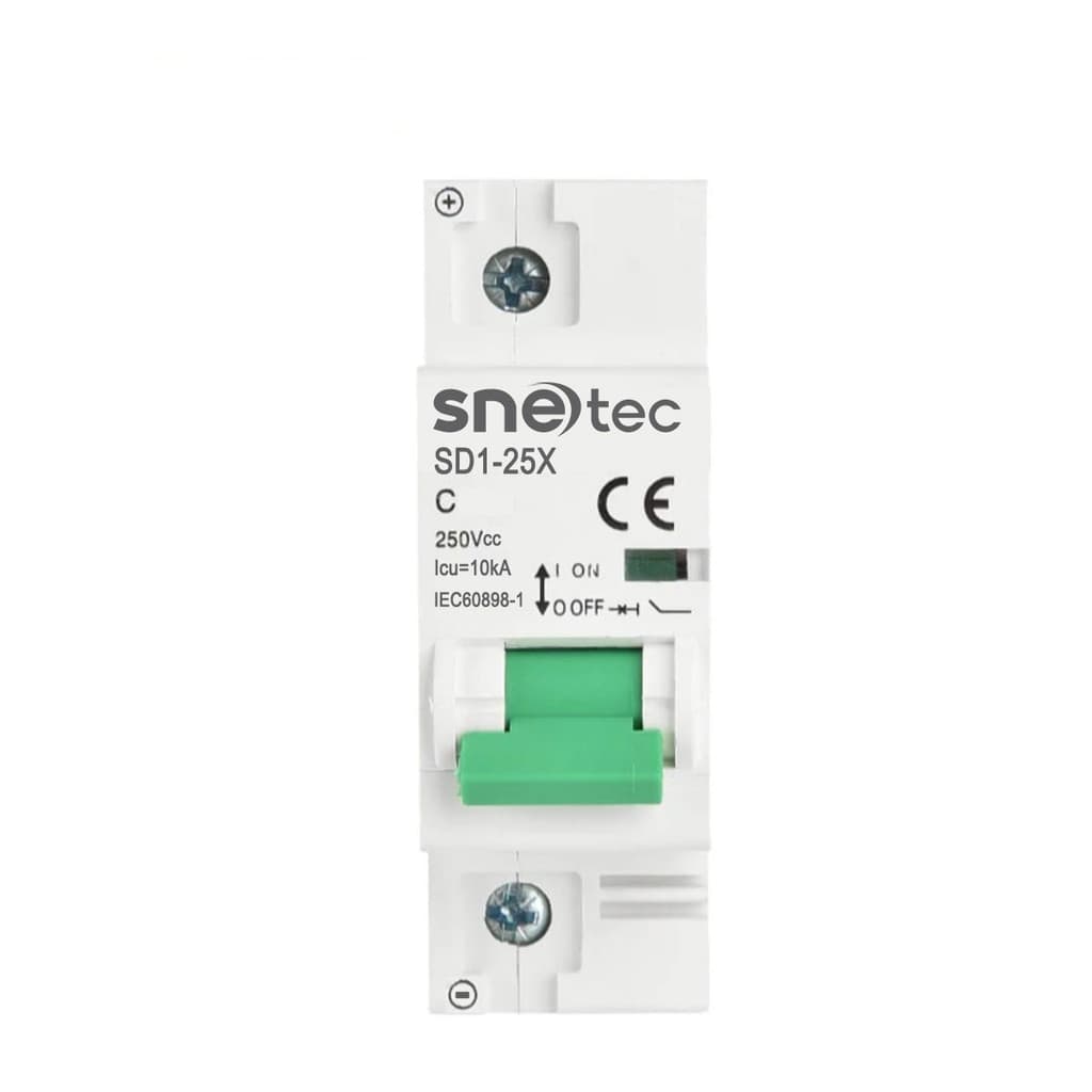 Disjuntor Snetec 1P DC 80A 100A 125A 250V Solar / Bateria / Som