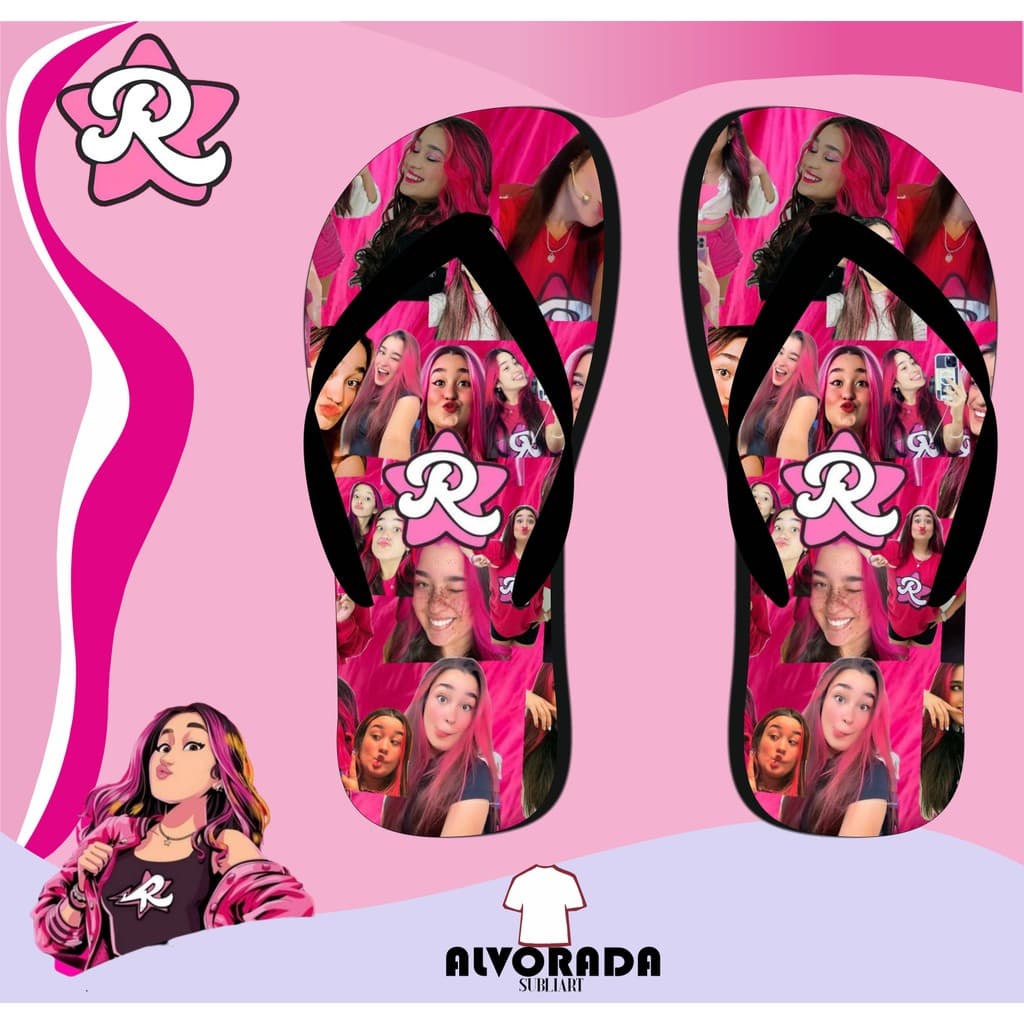 Chinelo Sandalia Emilly Vicky Personalizado Menina Personagem Youtuber Infantil Adulto
