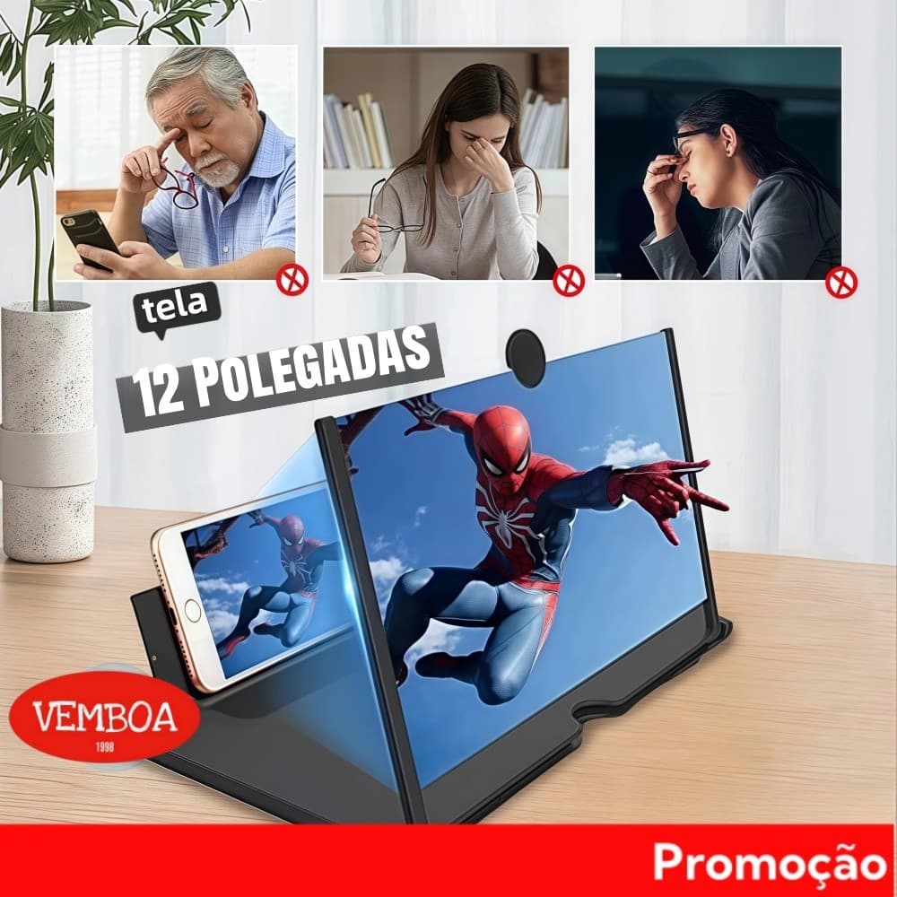 Ampliador De Tela Lente 3d Suporte Dobrável De Celular Para Vídeos e Jogos e Ensino 12 polegadas