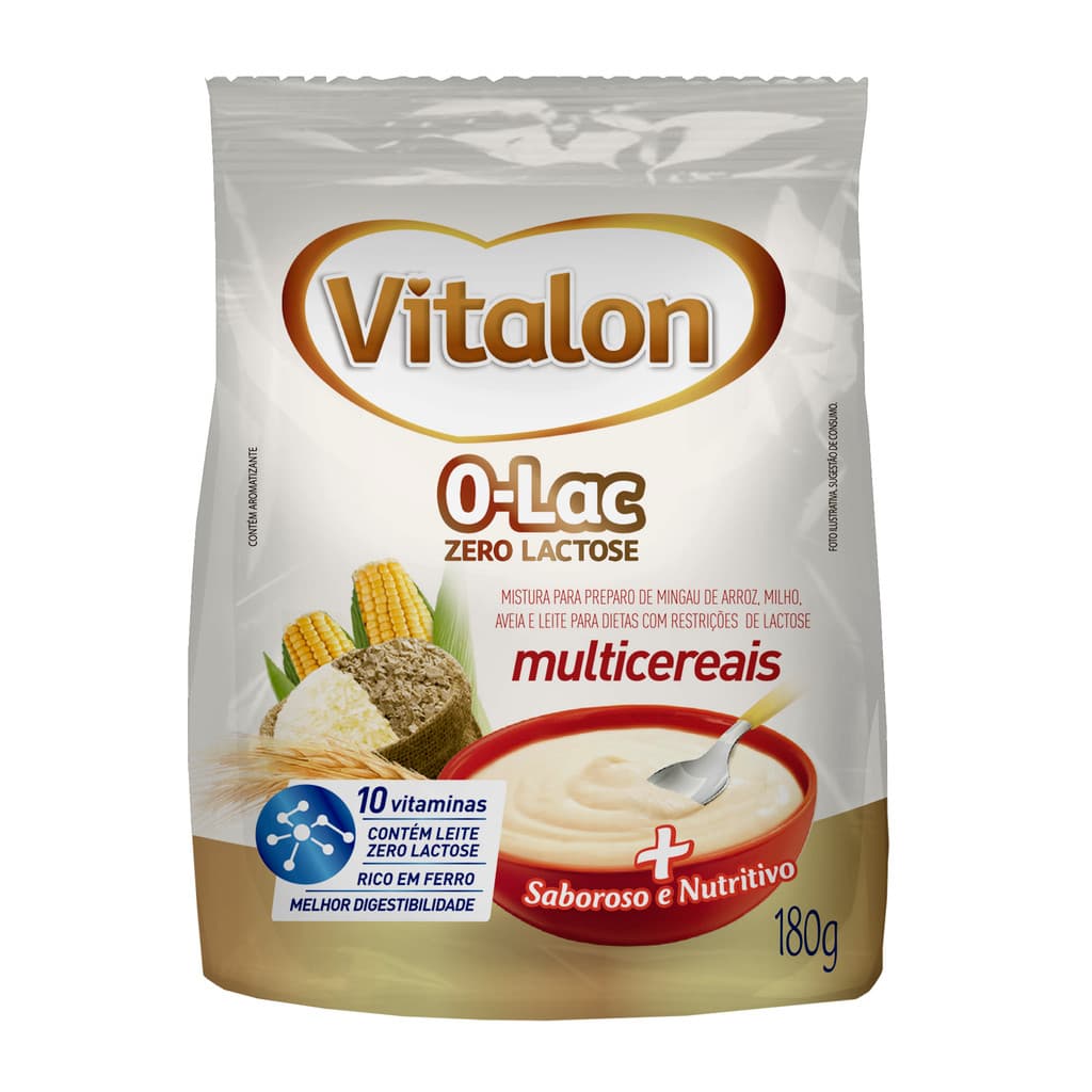 Mingau Multicereais Zero Lactose Vitalon - Sachê 180g
