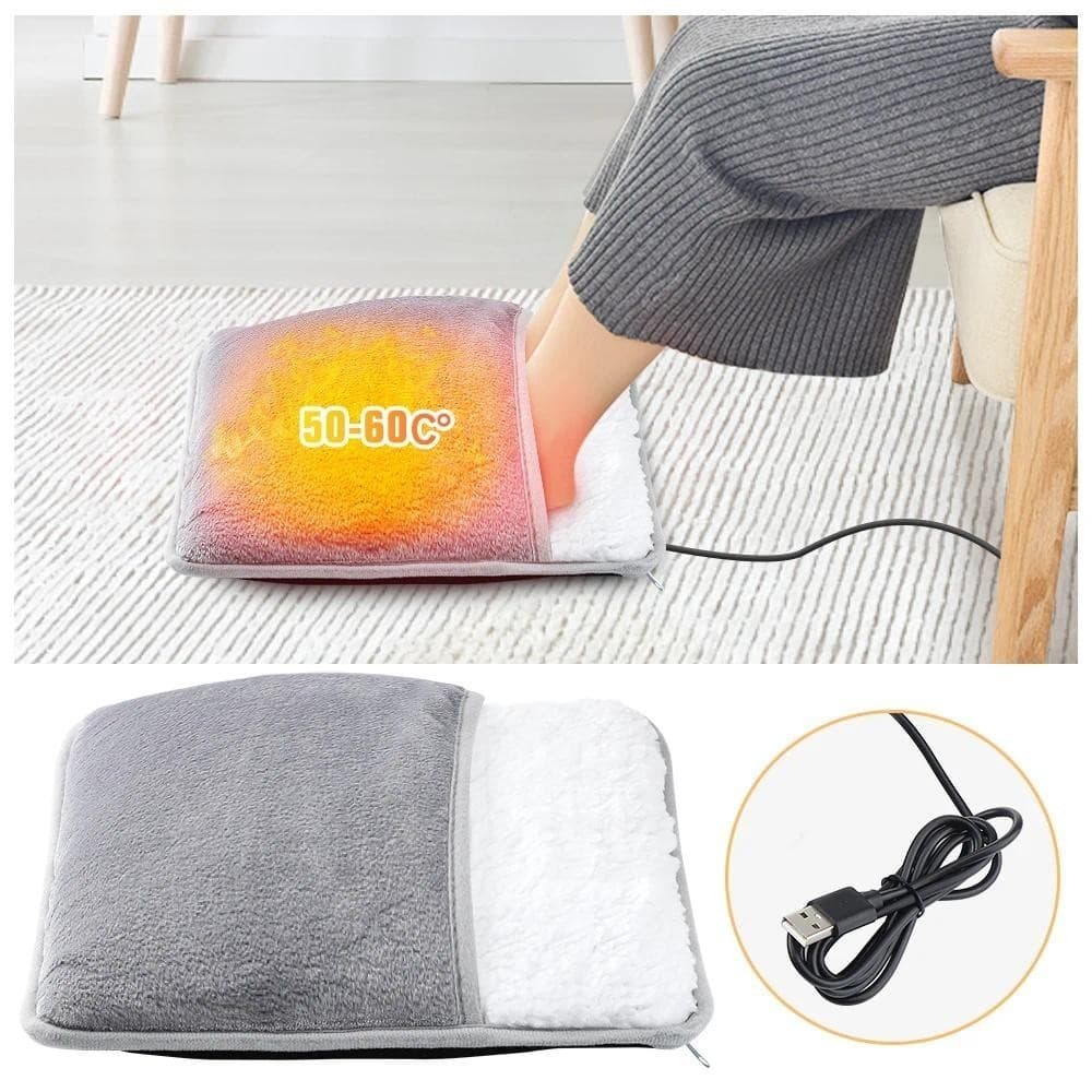 Winter Electric Foot Heating Pad USB Charging Soft Plush Washable Foot Warmer Heater Improve Sleeping Household Foot War