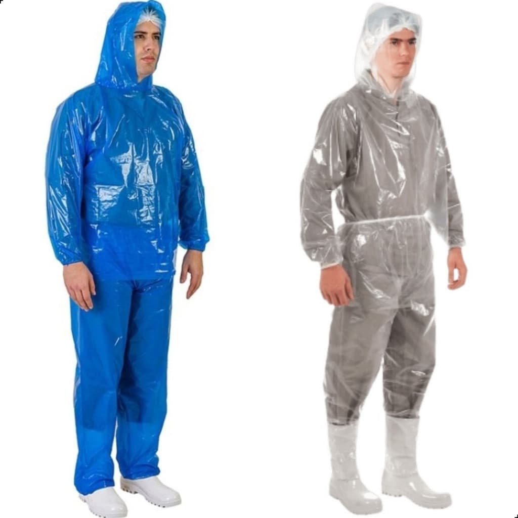 Conjunto Plástico Chuva Motoboy Com Elástico Impermeável (Capa com Capuz e Calça)