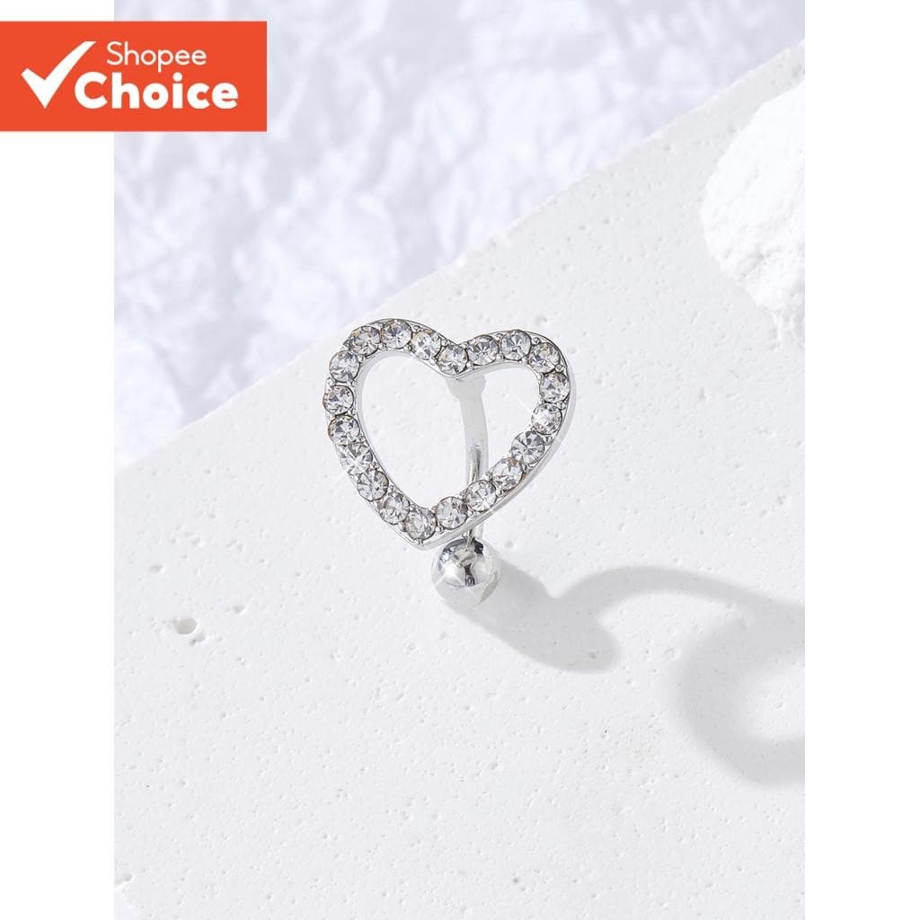 Luxuoso Bonito Em Forma De Coração De Cabeça Para Baixo Umbigo Anel Feminino Piercing Corporal Jóias
