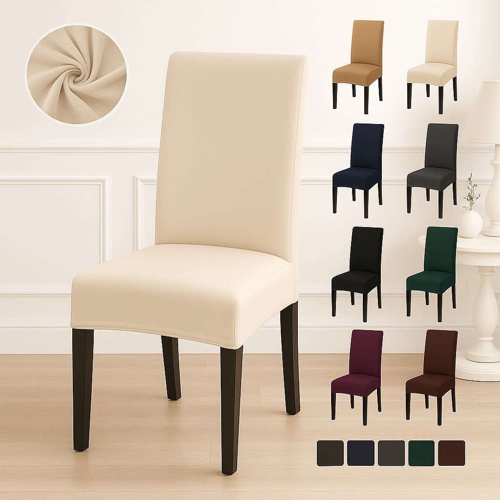 Kit Capa De Cadeira Jantar 6 Lugares Em Malha Com Elástico