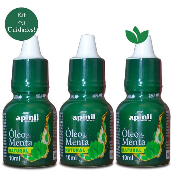 Óleo de Menta Natural 10mL Apinil 3pçs