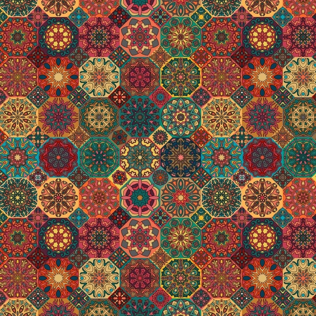 Tecido TRICOLINE MISTA Estampa Digital - Mandala 4