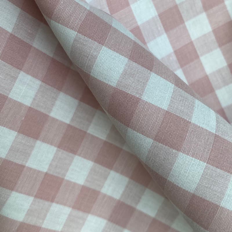 Tecido Tricoline Xadrez Médio 20xm Vichy Fio Tinto ROSÊ 100% Algodão 1,50 de largura