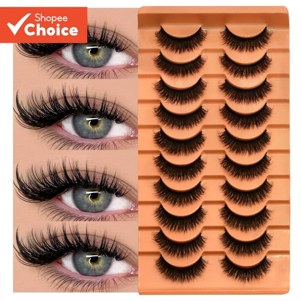 Cílios Postiços GROINNEYA – 10 Pares De Imitação De Cabelo De Vison , Cauda De Olho Alongada , Macia E Natural