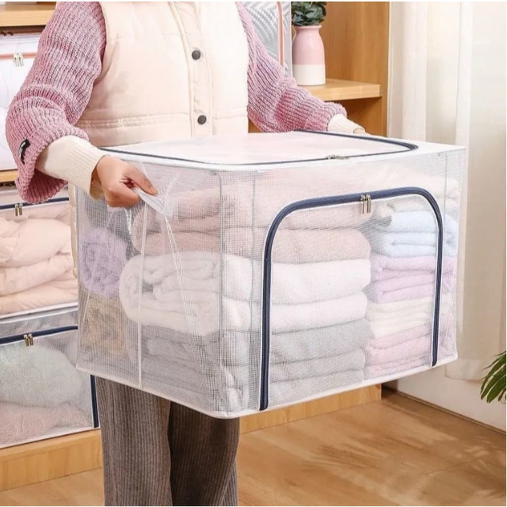 Organizador Multiuso Caixa Organizadora De Guarda Roupa Flexivel Com Ziper 50x40x30cm Grande