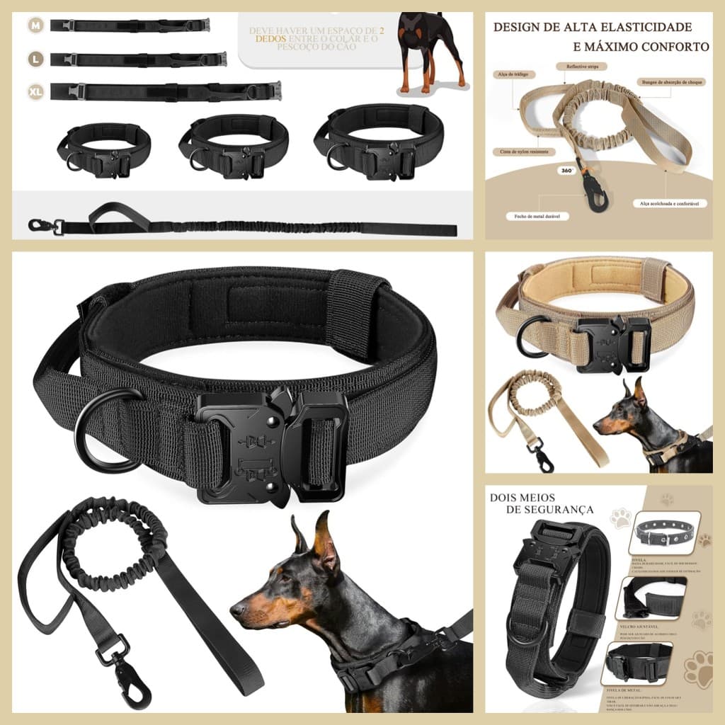 Coleira para cães, nylon para treinamento ajustável fivela de metal pesado para cães  treinamento  caminhadas M/L/XL