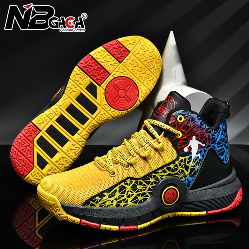 New basketball shoes men's fashion printed basket platform outdoor sports shoes men's 31-45