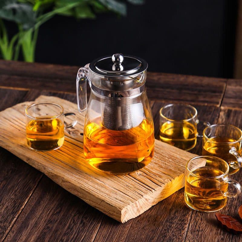 Chaleira Bule Vidro Infusora De Inox 750ml