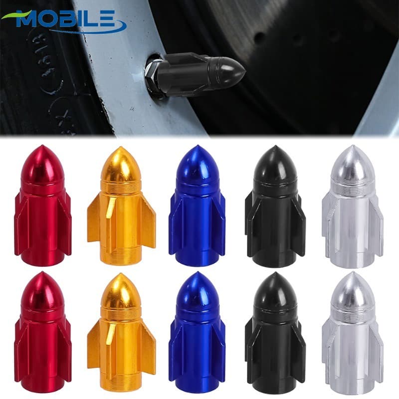 Tampas Das Hastes Da Válvula Do Pneu/Tampa Estilo Cabeça De Foguete Contra Poeira Bico Em Liga De Alumínio/Haste Aro Car