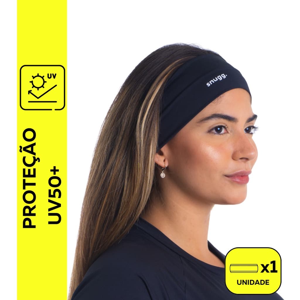 Faixa Cabelo Headband Snugg Wear Elástica Proteção UV50+ Suor Corrida Ciclismo Beach Tennis Academia