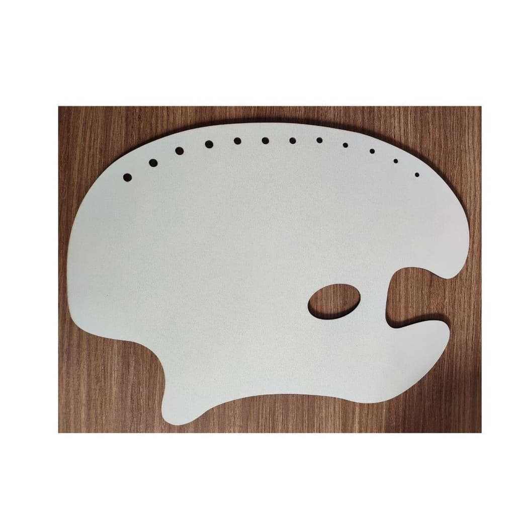 Gode Paleta p/ Pintura em Formato Anatômico Oval Grande Branco 39x27 cm