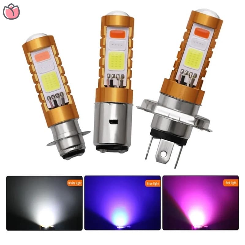 1PCS 3 Cores Lâmpada De Teto LED Para Motocicleta P15D H4 H6 BA20D Hi/Lo Beam Flashing Scooter 12V COB Holofote Carro