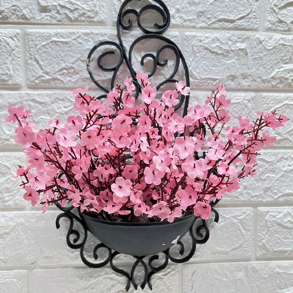 Vaso de Parede com flor cerejeira artifiais 38cm